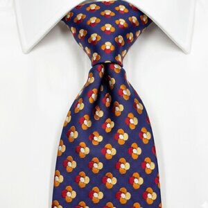 HUGO BOSS Silk Tie Purple Orange Floral Medallion Handmade Italy Luxury Designer